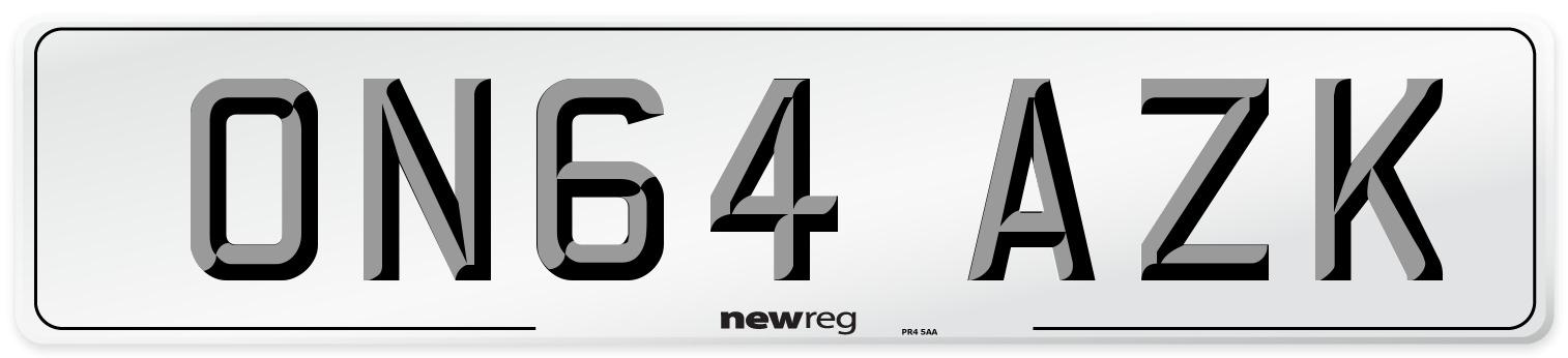 ON64 AZK Number Plate from New Reg
